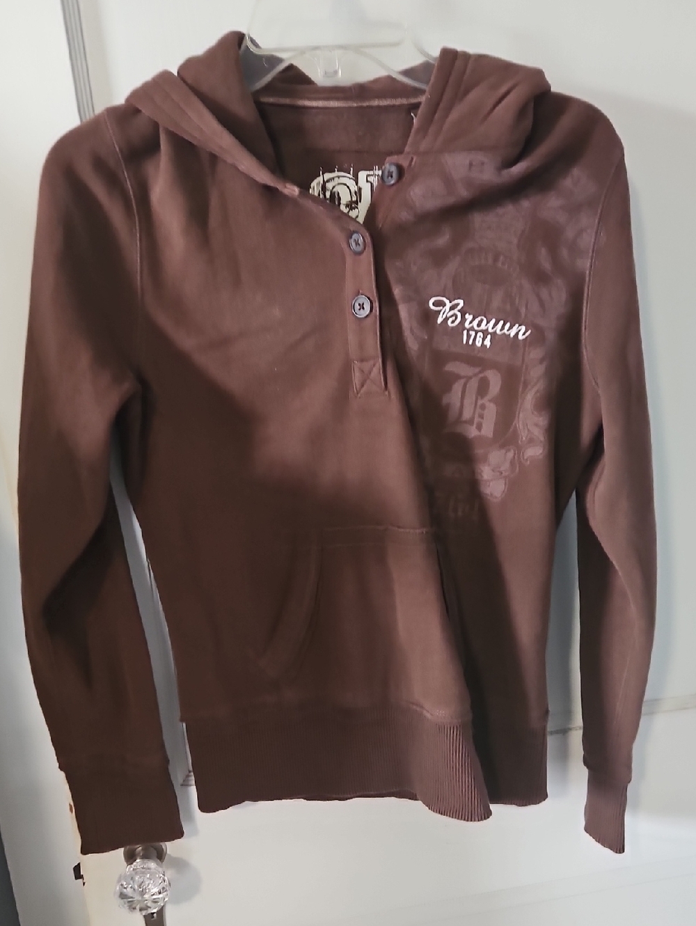 Brown University Hooded Women's Sweater with Button Placket